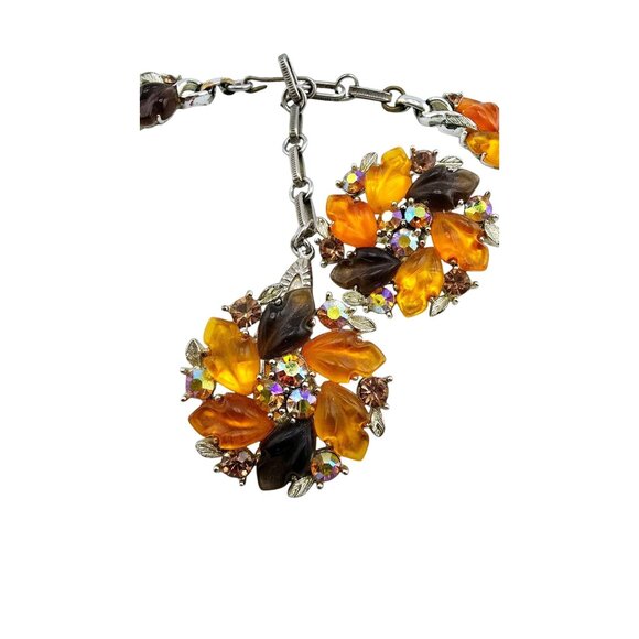Beautiful Molded Acrylic Fall Tone Leaf Necklace and Earrings Set (A2281) - Picture 5 of 8